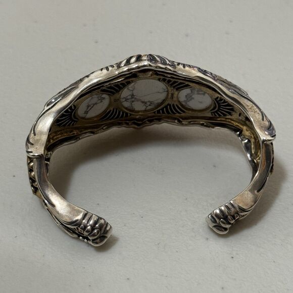 Carolyn Pollack American West 3 Stone Howlite Sterling Cuff Bracelet - Picture 6 of 8